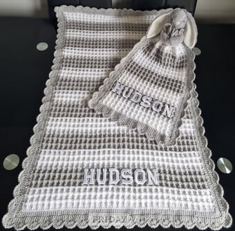 Crochet Baby Blanket, Personalised, Girls Boys colours available