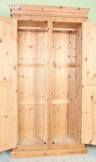UK Delivery - Second-Hand Waxed Pine Wardrobe 2 Main Section