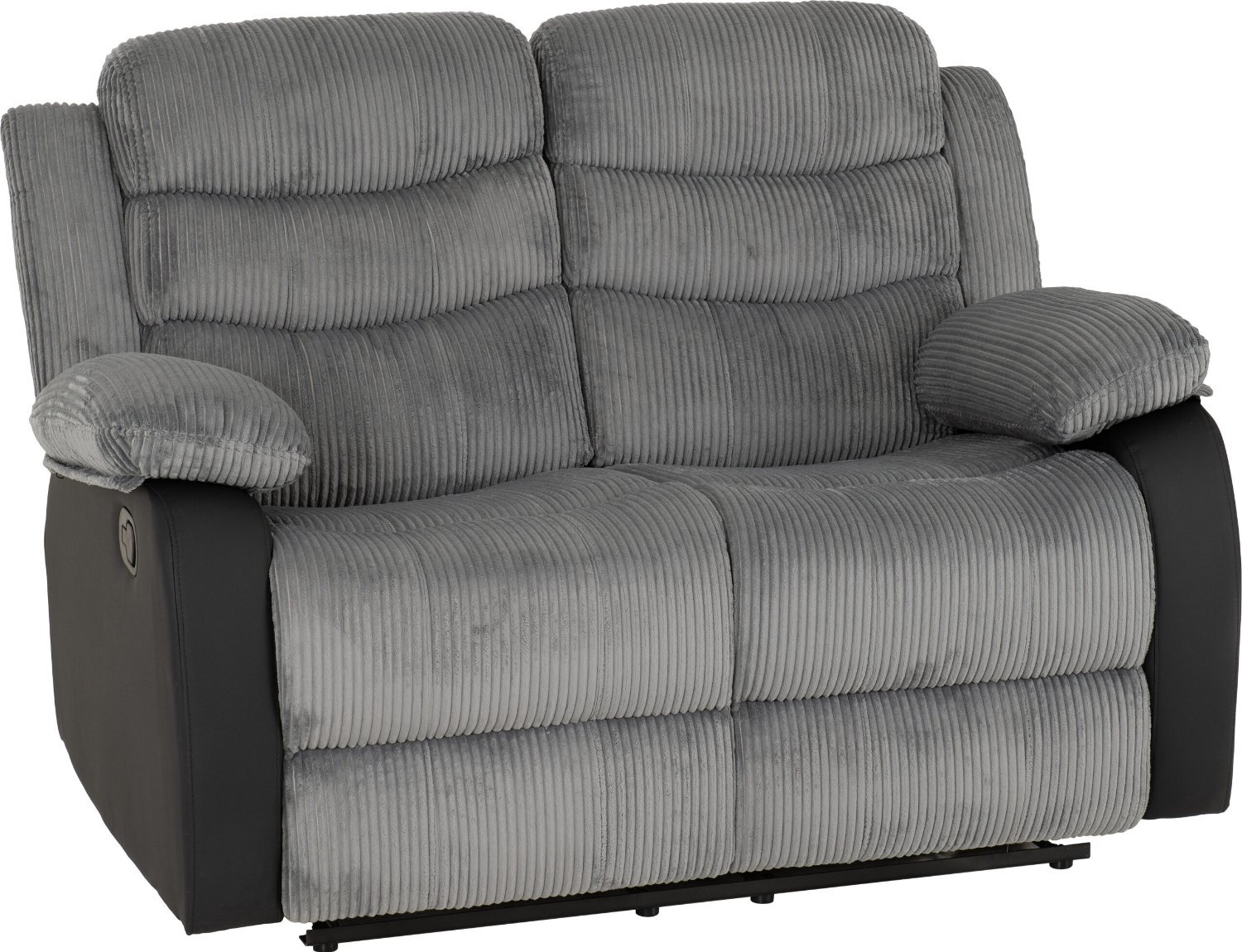 ROMA 3&2 GREY JUMBO CORD & BLACK FAUX LEATHER RECLINER SOFAS  - Furniture