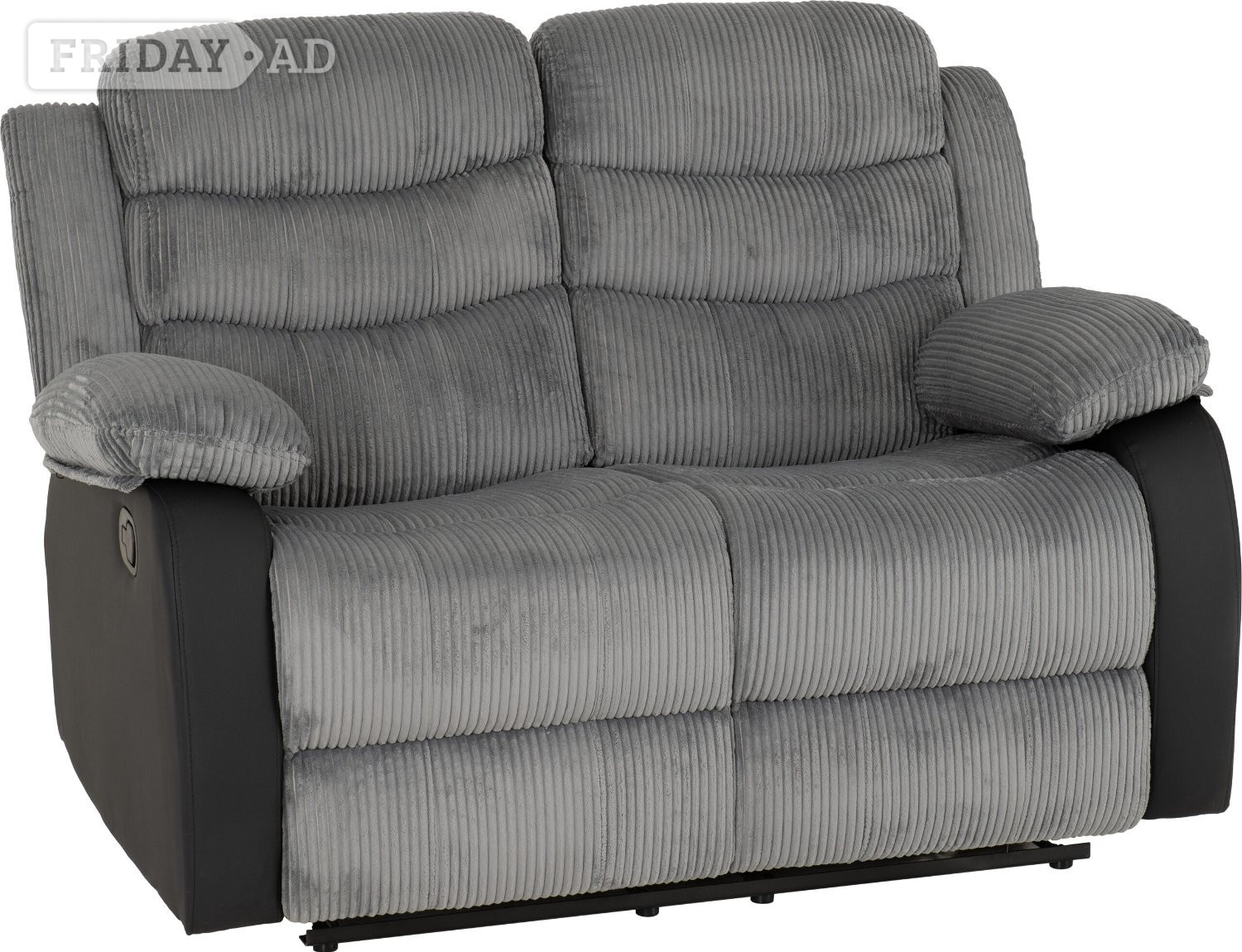 ROMA 3&2 GREY JUMBO CORD & BLACK FAUX LEATHER RECLINER SOFAS  - Furniture
