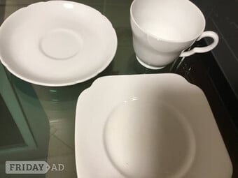 Vintage Stanley white bone china tea set with cake plate