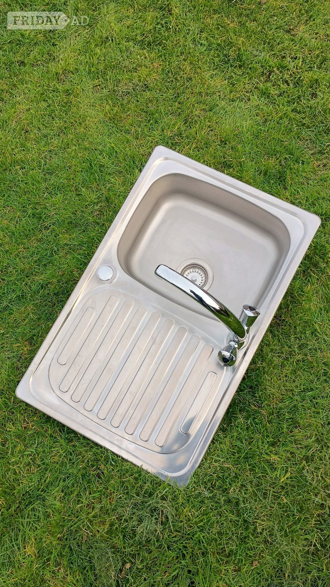 Single bowl kitchen sink with fittings, mixer tap with connectors in Eastbourne
