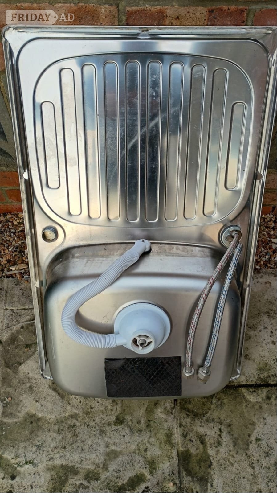 Single bowl kitchen sink with fittings, mixer tap with connectors