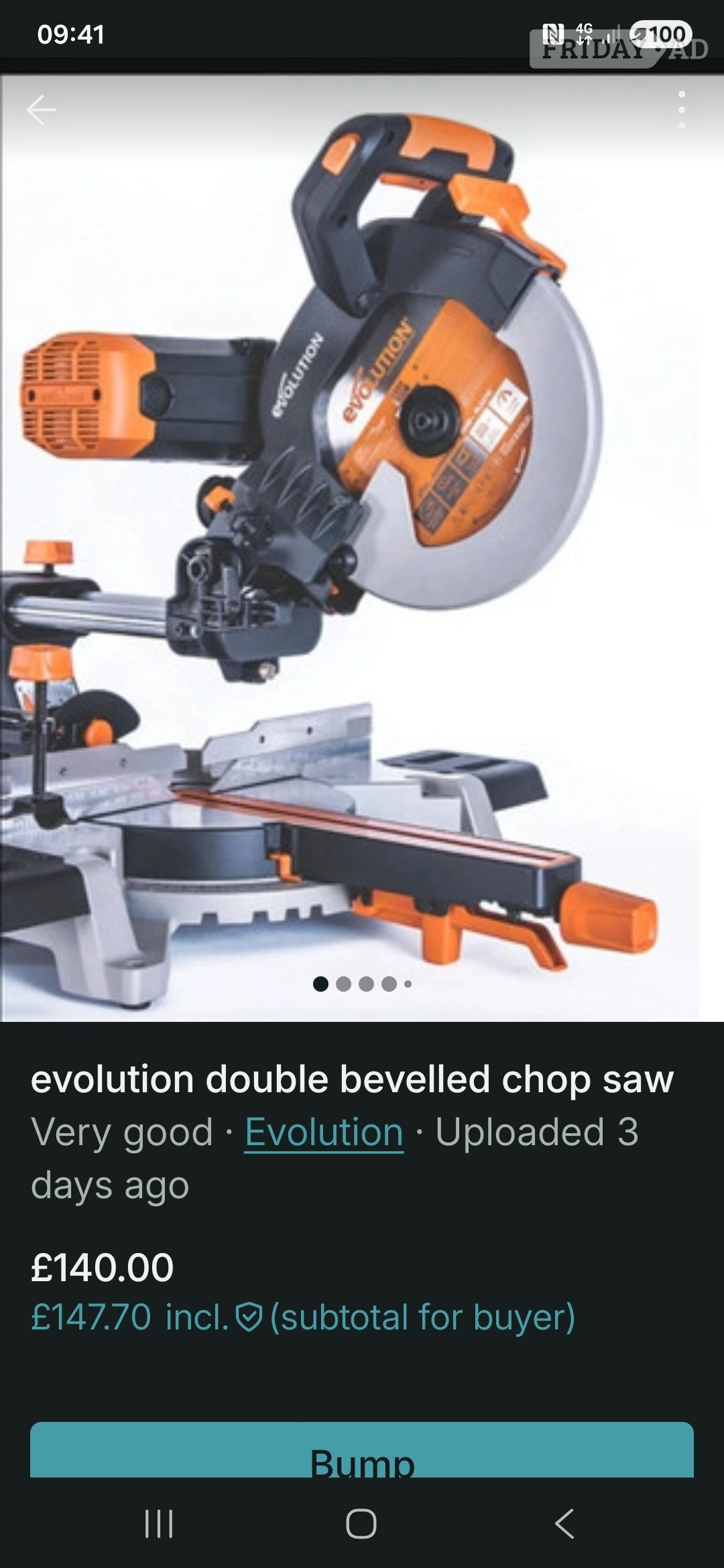 evolution 255mm cut sliding double bevelled chop saw  in Horsham