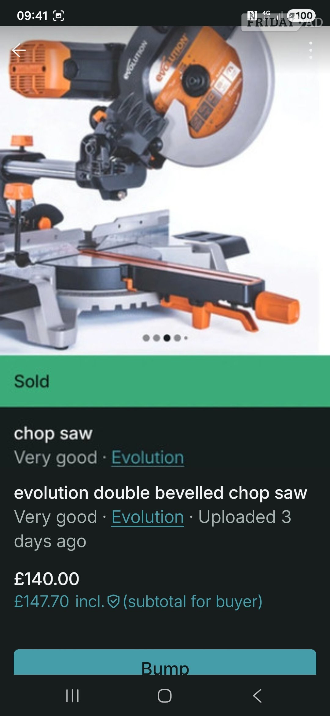 Horsham evolution 255mm cut sliding double bevelled chop saw 