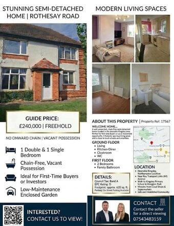 To Rent: Charming 2-Bedroom Semi-Detached Home, Kingsley NN2