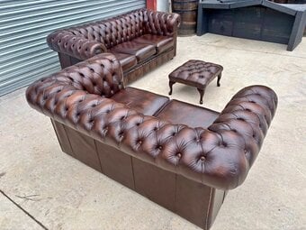Chesterfield Leather Sofa Set ¬  Brown Leather 2 and 3 seater 
