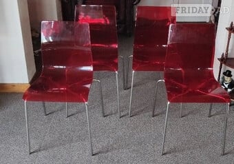 4 Italian Red Transparent Chairs £35 Each