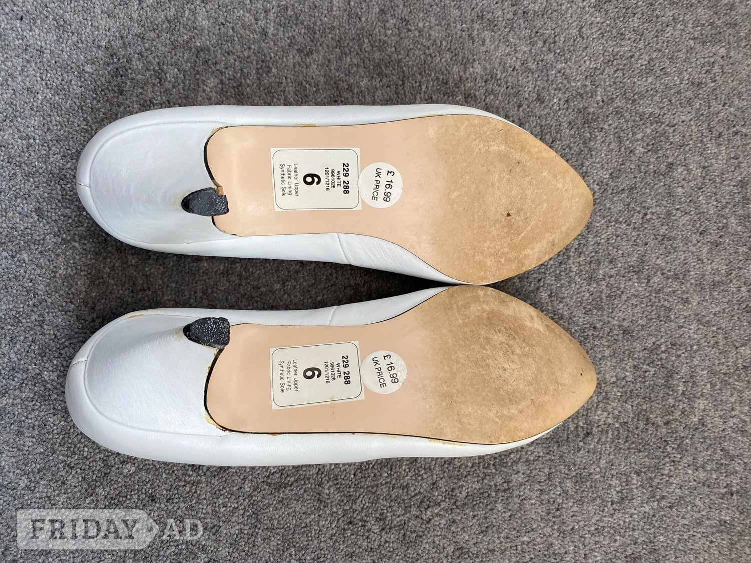 Croydon Ladies White Leather Heels - size 6