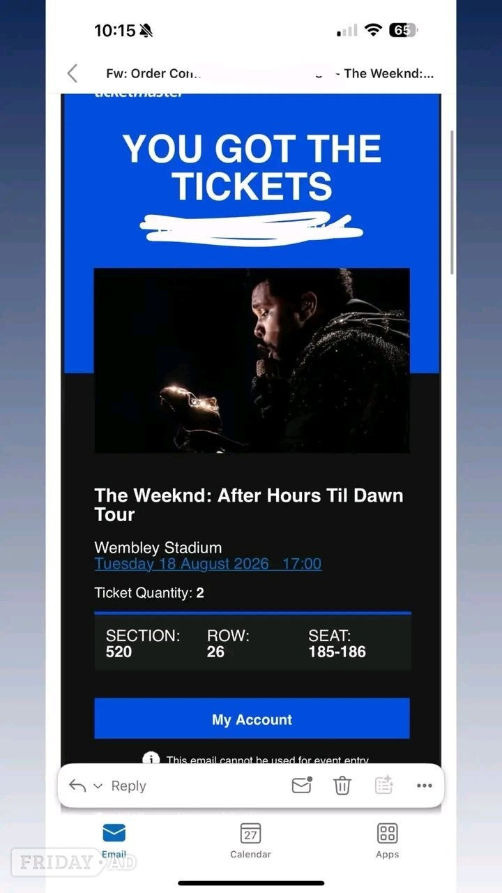 The Weeknd – After Hours Til Dawn Tour 🖤 Wembley Stadium | Tuesday 18 August 2026