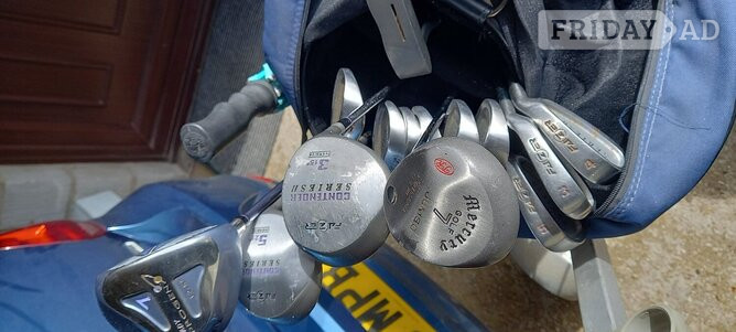 Fazer Contender full set  clubs, putter, drivers and head covers, golf bag and trolley plus a few extras. All good condition - ready to T off! in Newmarket