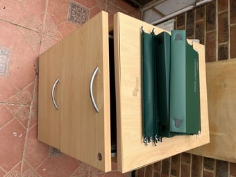 Wooden looking filing cabinet