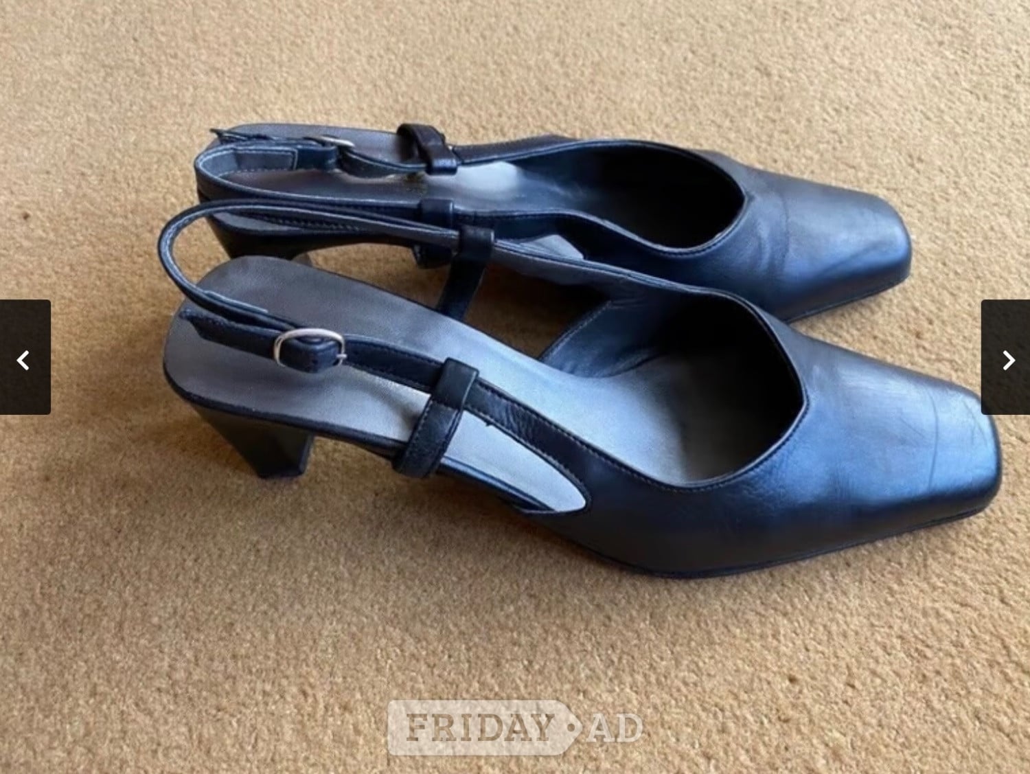 Ladies Black Leather Slingbacks - size 6