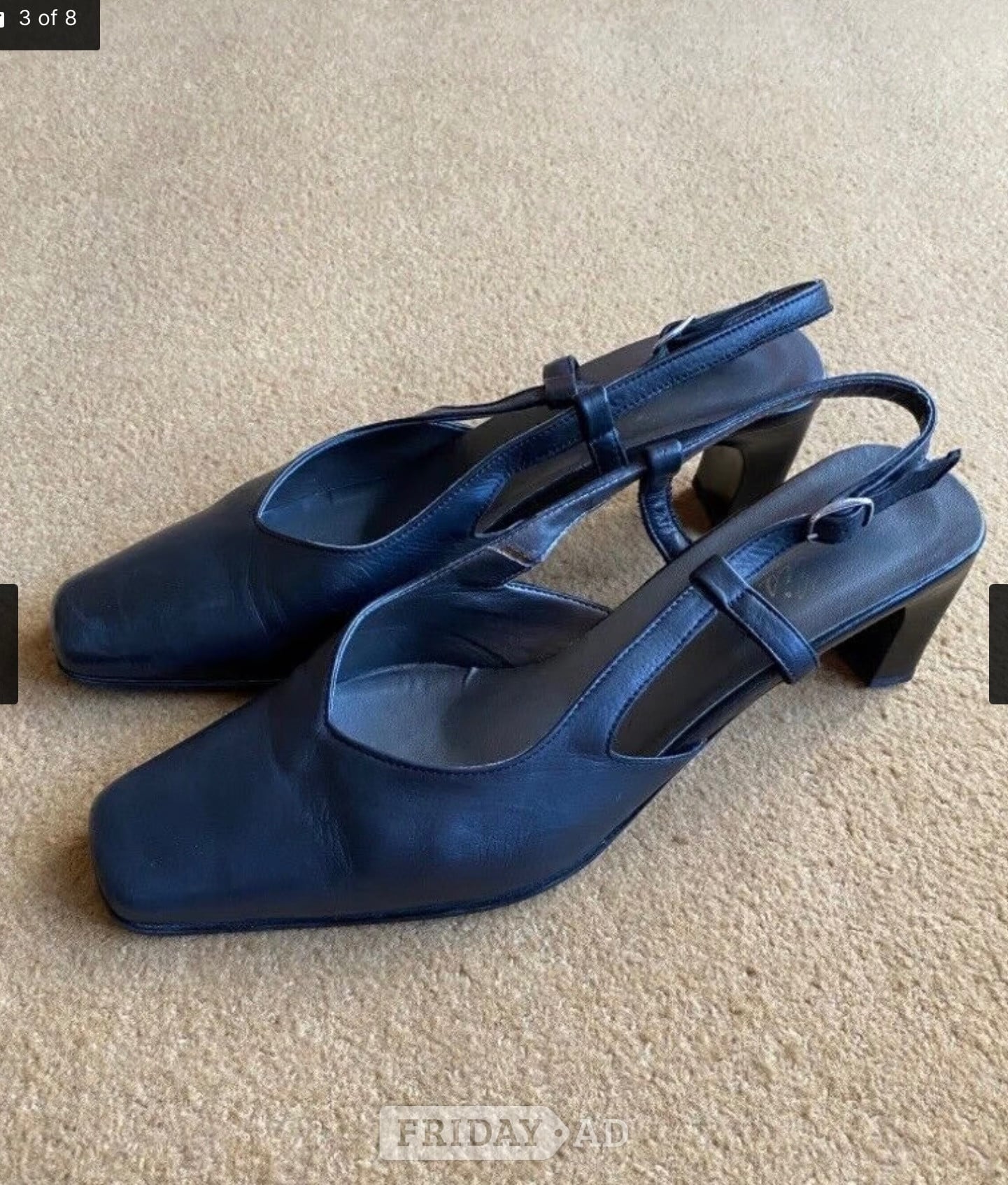 Croydon Ladies Black Leather Slingbacks - size 6