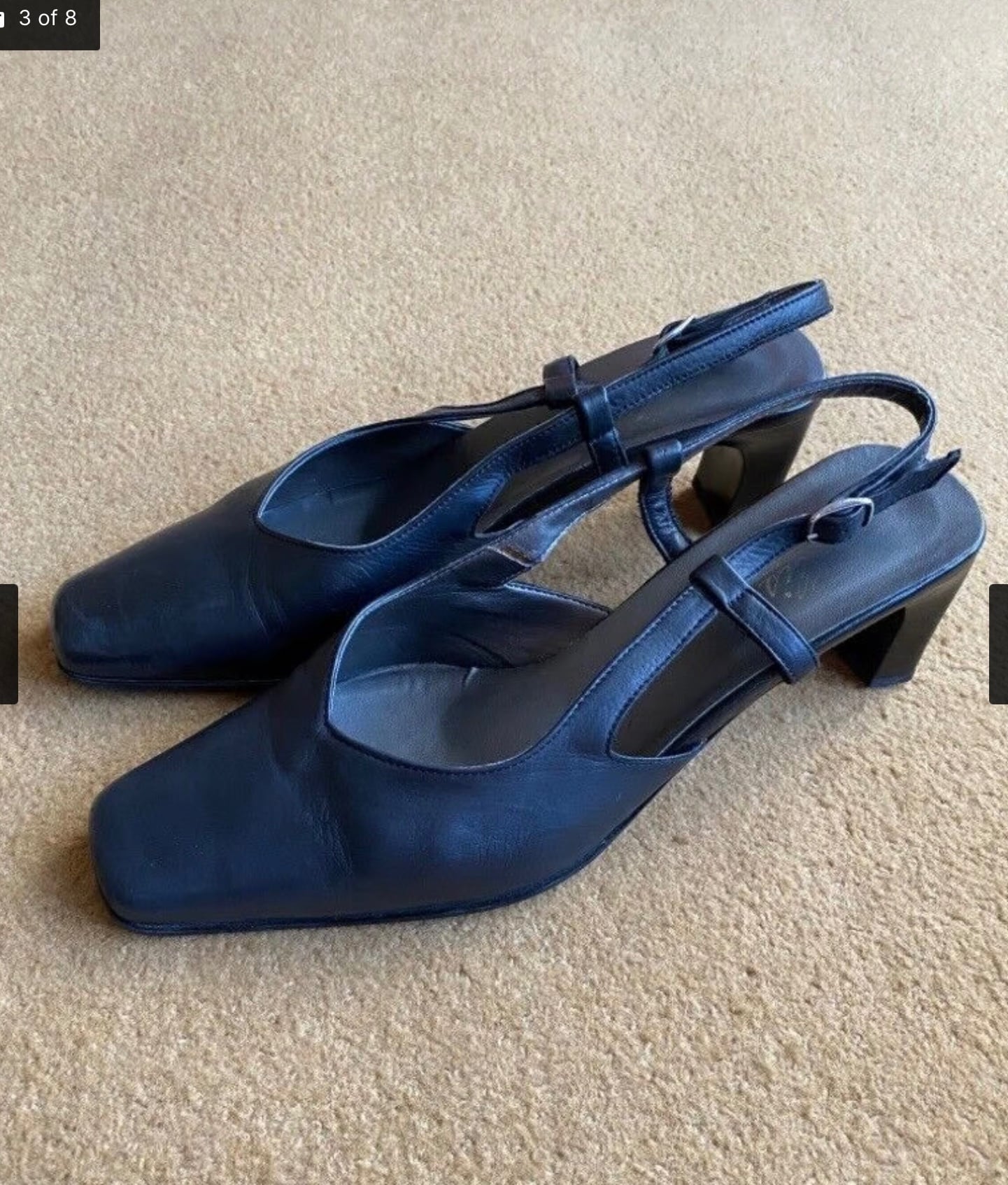 Croydon Ladies Black Leather Slingbacks - size 6