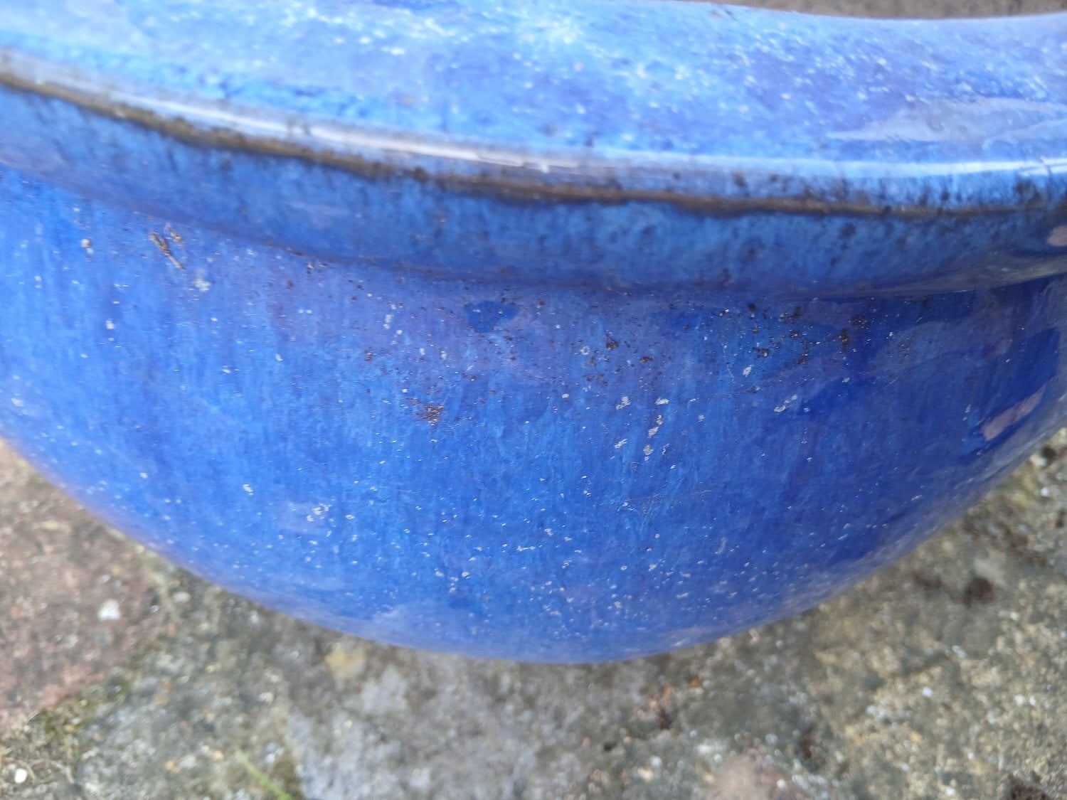Lovely used Blue Glazed Heavy, Frost Proof, low level Garden Pot - Garden in Peacehaven