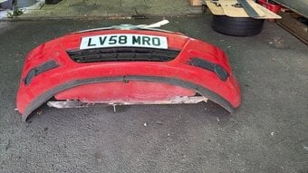 Vauxhall Corsa D Front Bumper Red 93189721 - Spoiler Cracked