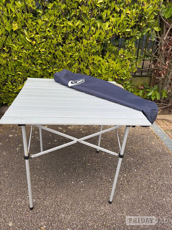 Square folding camping table.