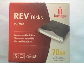 5 x IOMEGA REV 70Gb DISK PC / MAC Formatted (NOS & Sealed)