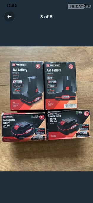  4 batteries Brand new  Parkside Job lot 2  x 12v 4Ah batteries  