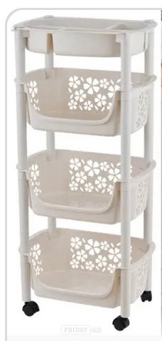 4-tier plastic trolley on wheels