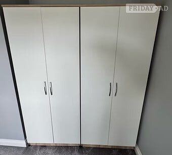 METRO (OAK/WHITE ) 4 DOOR WARDROBE - FULLY ASSEMBLED