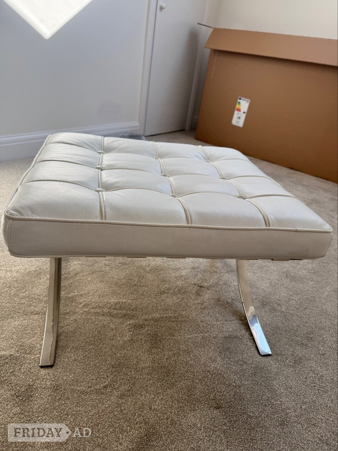 Barcelona white leather stool