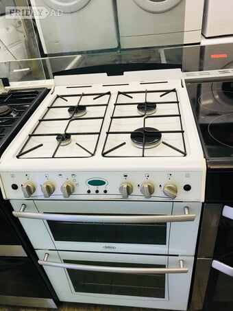 BELLING 60CM WIDE GLASS TOP GAS COOKER  WITH DOUBLE OVEN 