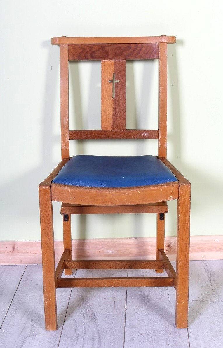 Delivery options - Vintage Retro Chapel Church Chair With Prayer  - Furniture