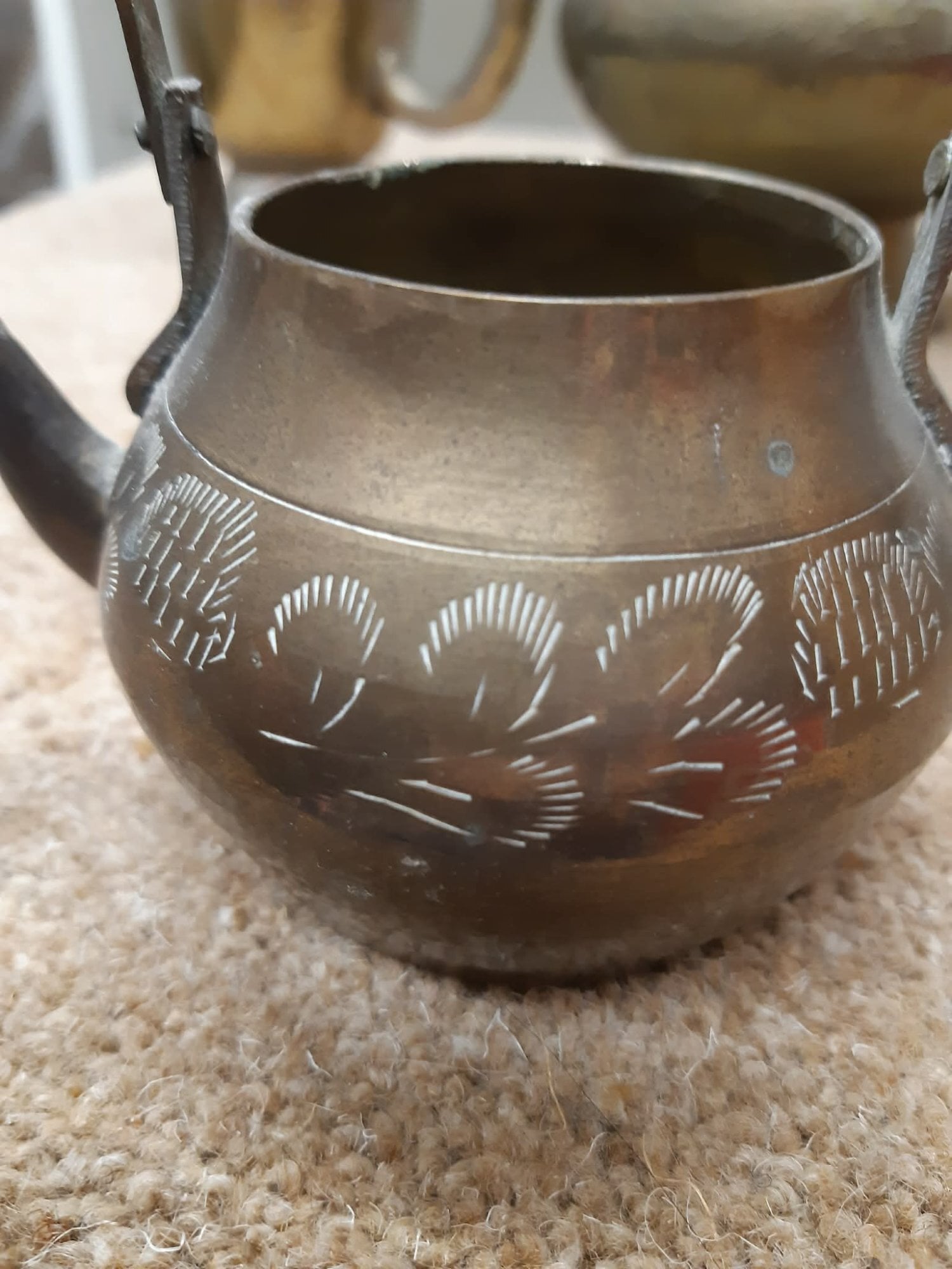 Bexhill-On-Sea VINTAGE BRASSWARE. MINI KETTLE, POSY BOWL, TANKARD
