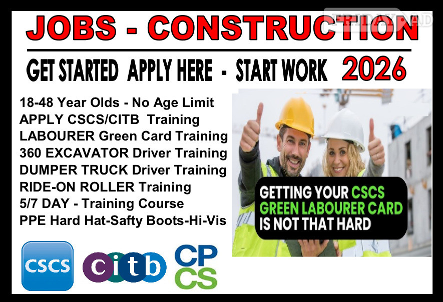 Construction Jobs 2026 - CSCS LABOURER Green Card Training - Beginners Training Course in Bognor Regis