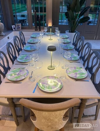 'OKA' Solid Oak Extendable Dining Table & 10 Chairs - Furniture