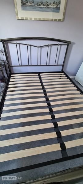 Kingsize metal bed frame and matching side tables