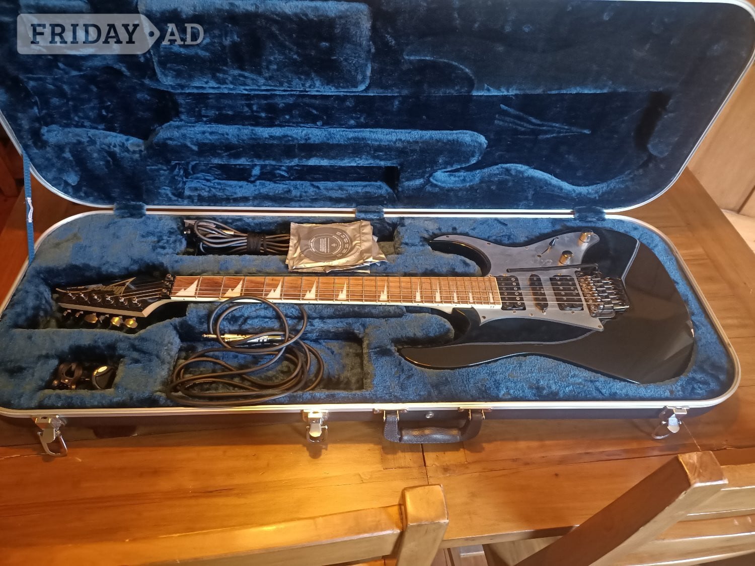 Ibanez guitar with effects pedal and Marshall amplifier 