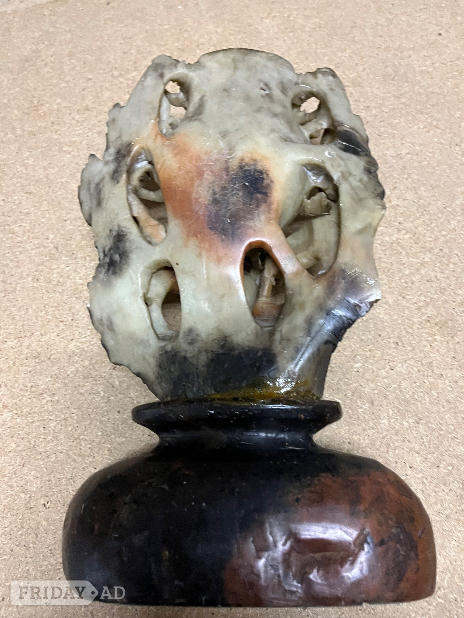Chinese Hardstone Brush Pot( REDUCED )/ Birds, Monkeys & Scribed Crane's, Birds & Flowers on base - Antiques & Collectables in Eastbourne