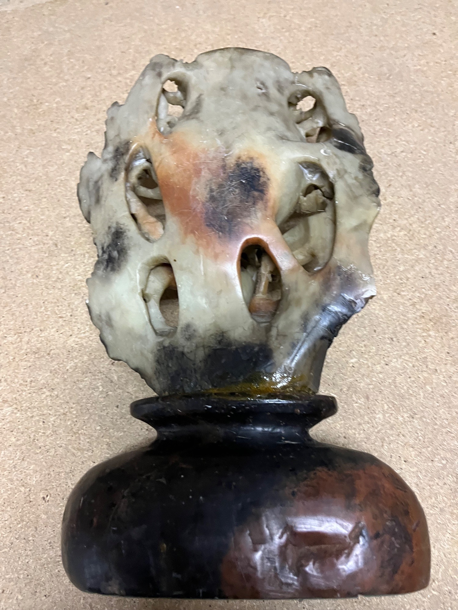 Chinese Hardstone Brush Pot( REDUCED )/ Birds, Monkeys & Scribed Crane's, Birds & Flowers on base - Antiques & Collectables in Eastbourne