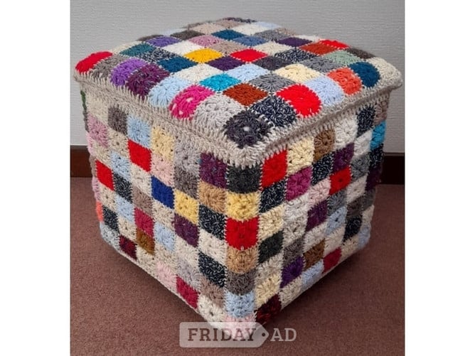 Footstool / Ottoman / Storage Box / Seat, Newly Hand Covered