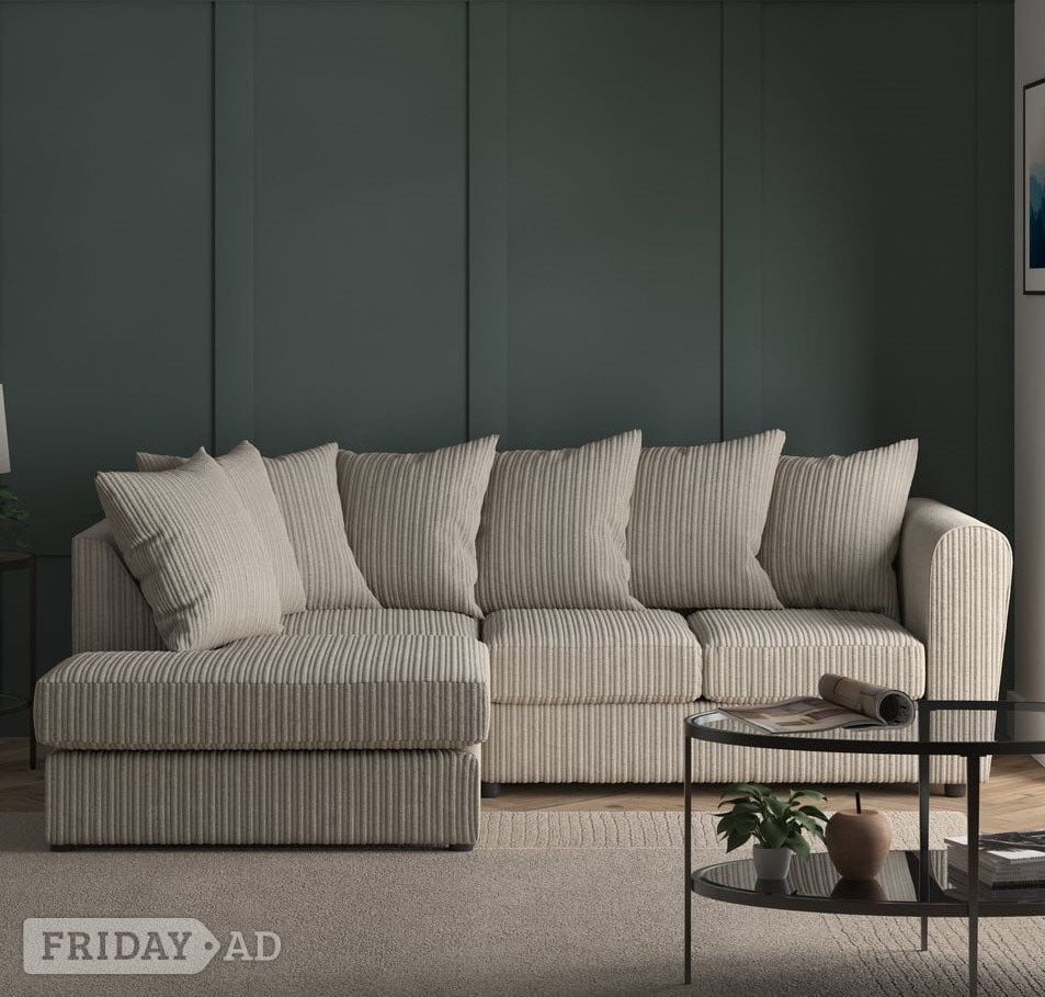 🤍Cream Corded Corner Sofa Free Delivery ASAP✔✔ Order Now  in Walsall