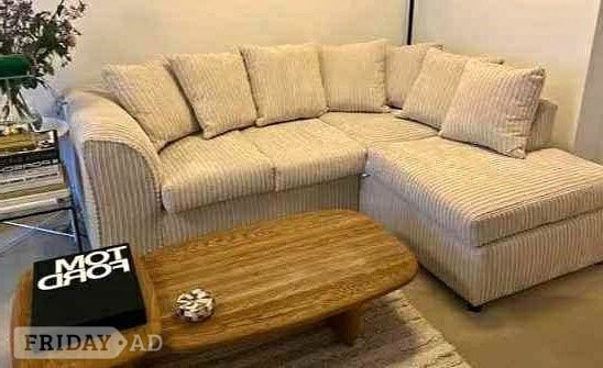 🤍Cream Corded Corner Sofa Free Delivery ASAP✔✔ Order Now 