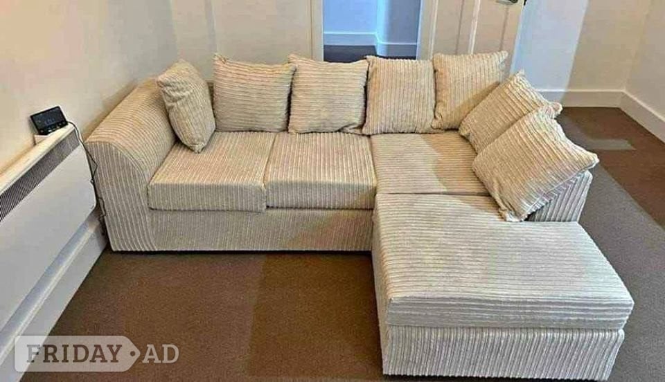Walsall 🤍Cream Corded Corner Sofa Free Delivery ASAP✔✔ Order Now 