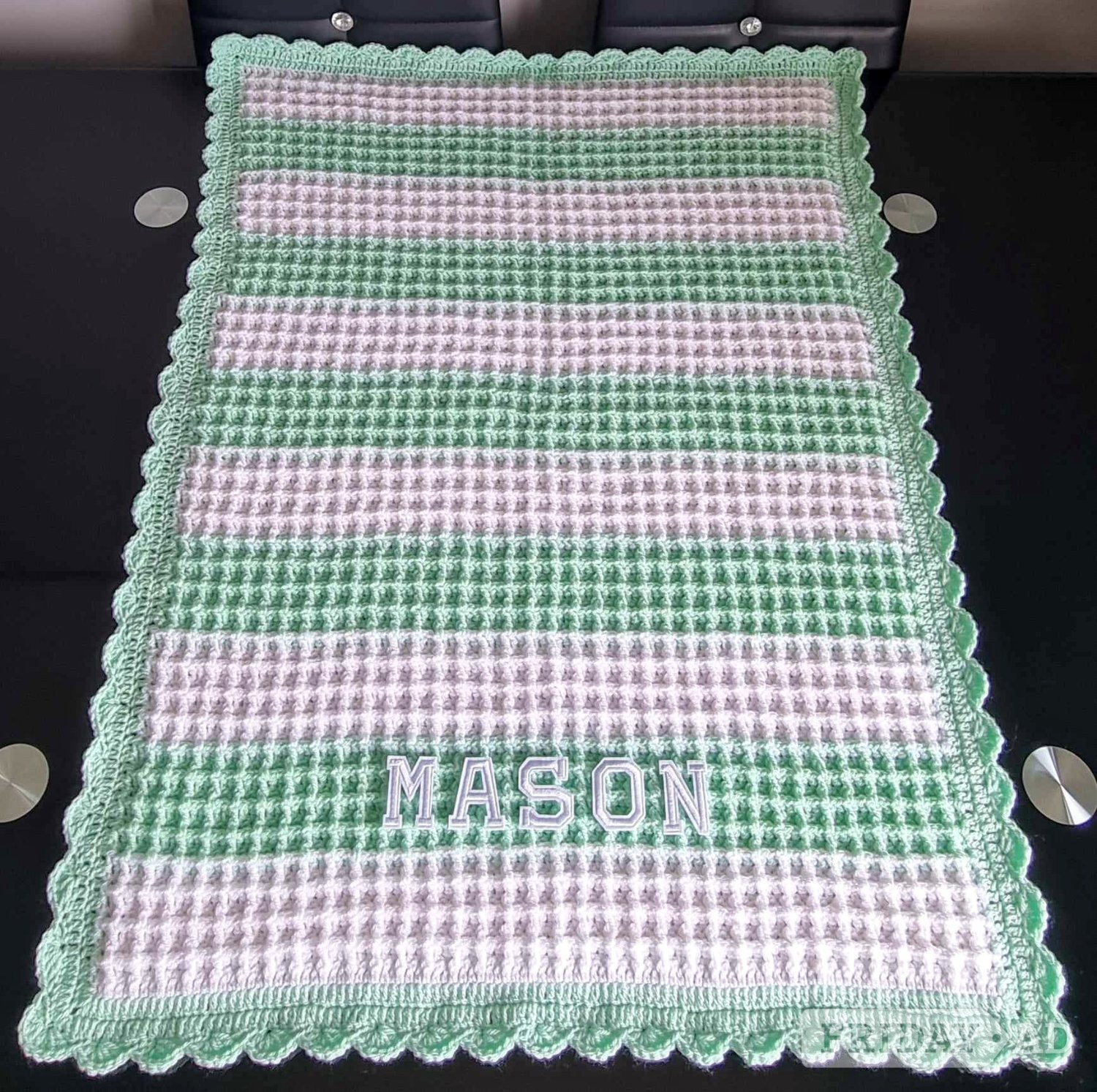 Crochet Baby Blankets, Personalised, Girls Boys colours available - Baby & Kids