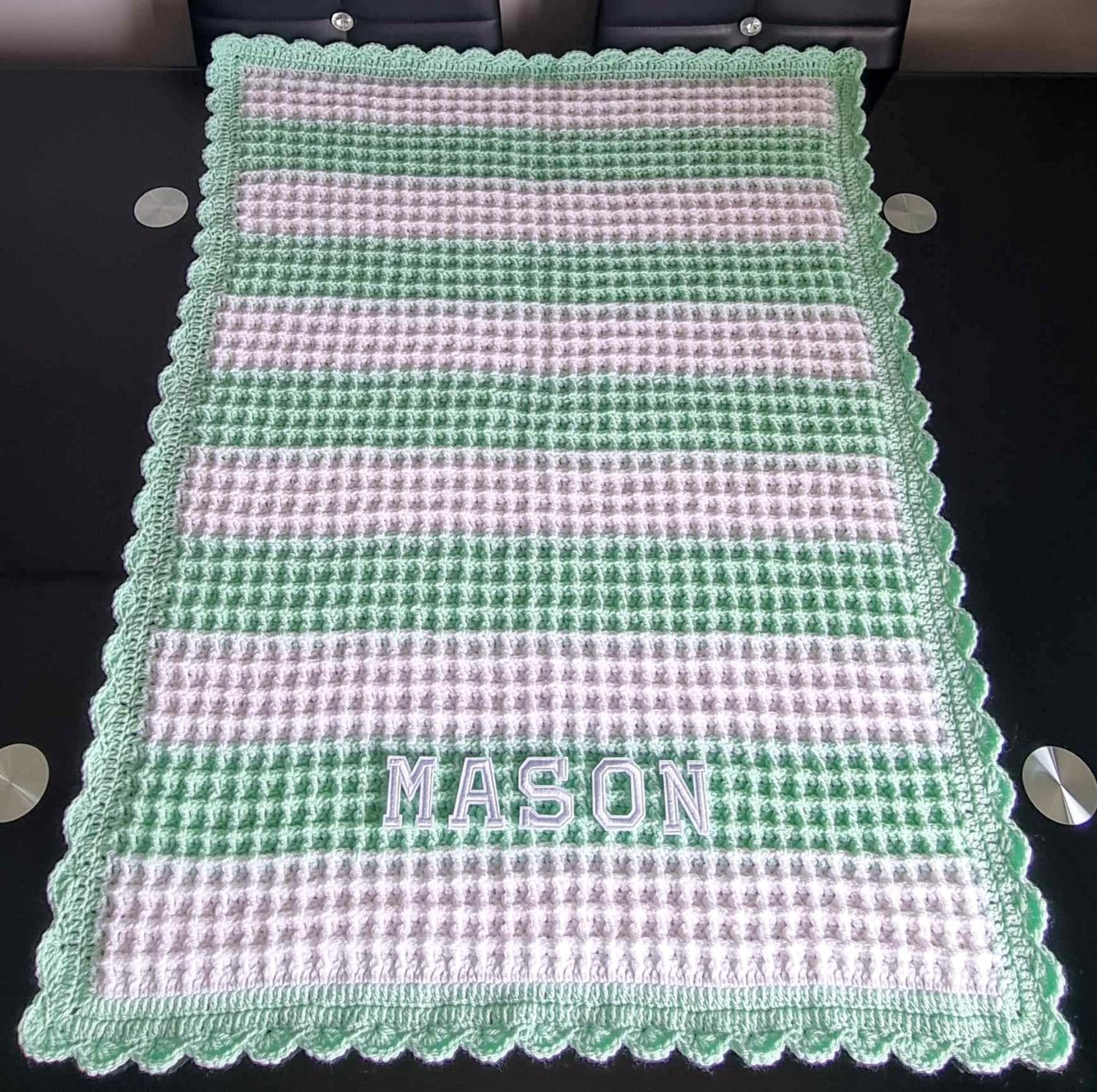 Crochet Baby Blankets, Personalised, Girls Boys colours available - Baby & Kids