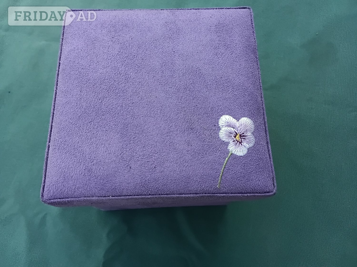 Jewellery Box, Fabric, cube shaped, purple, 4.5"x4.5"x4.5"