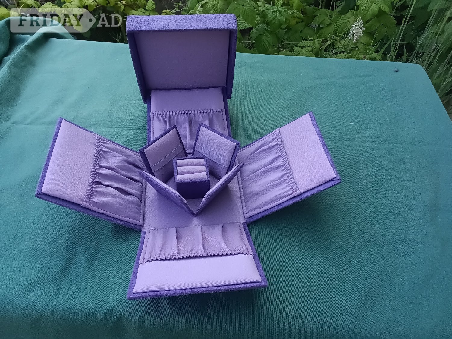 Mayfield Jewellery Box, Fabric, cube shaped, purple, 4.5"x4.5"x4.5"
