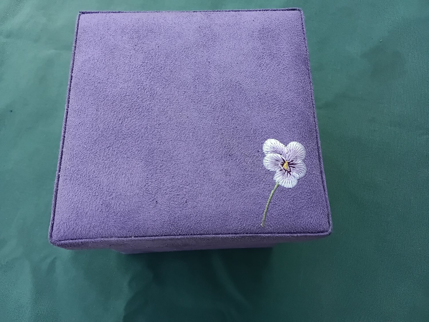 Jewellery Box, Fabric, cube shaped, purple, 4.5"x4.5"x4.5"