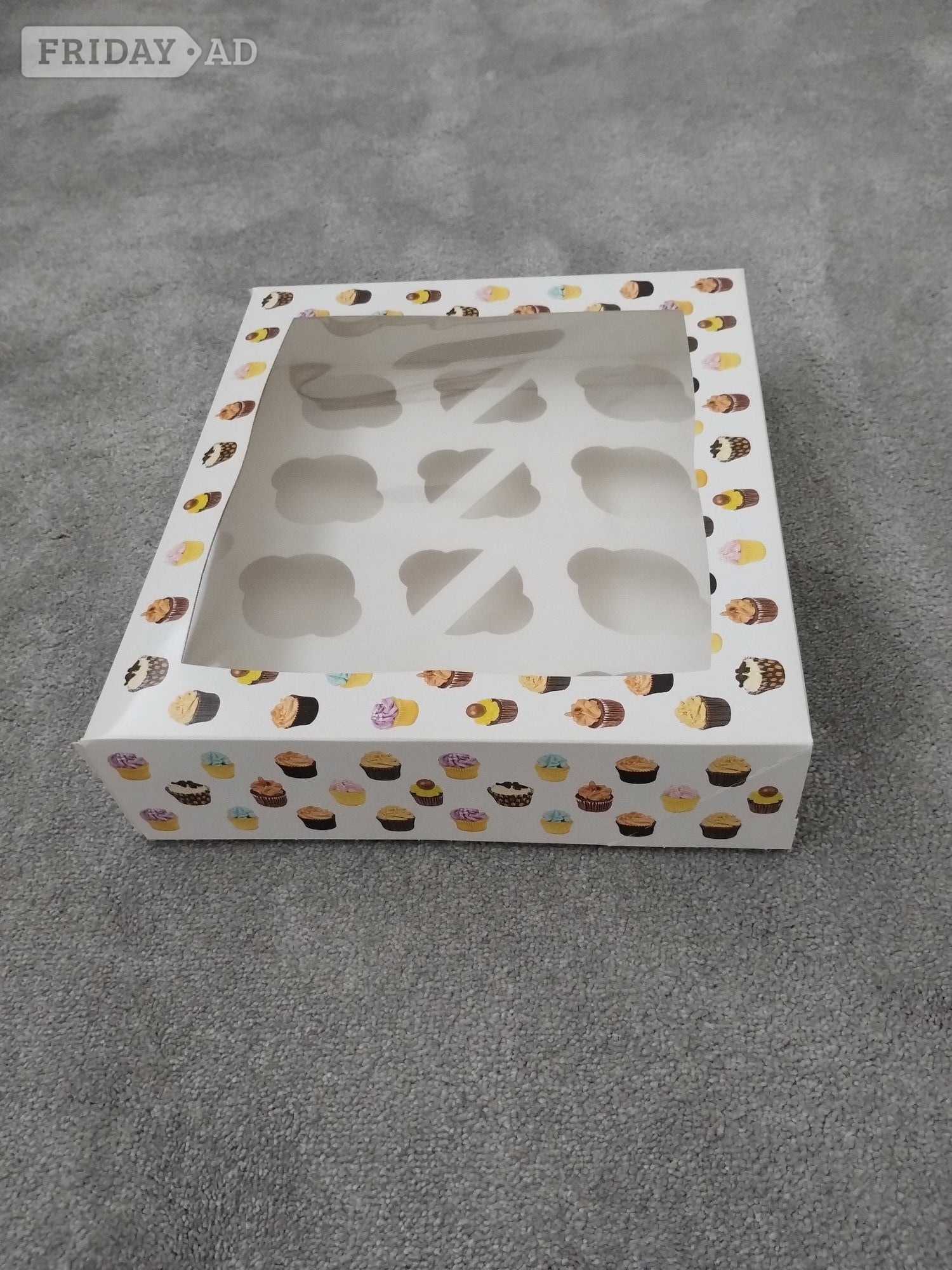 Cup Cake Box with clear lid and removeable 12 hole insert in Hereford