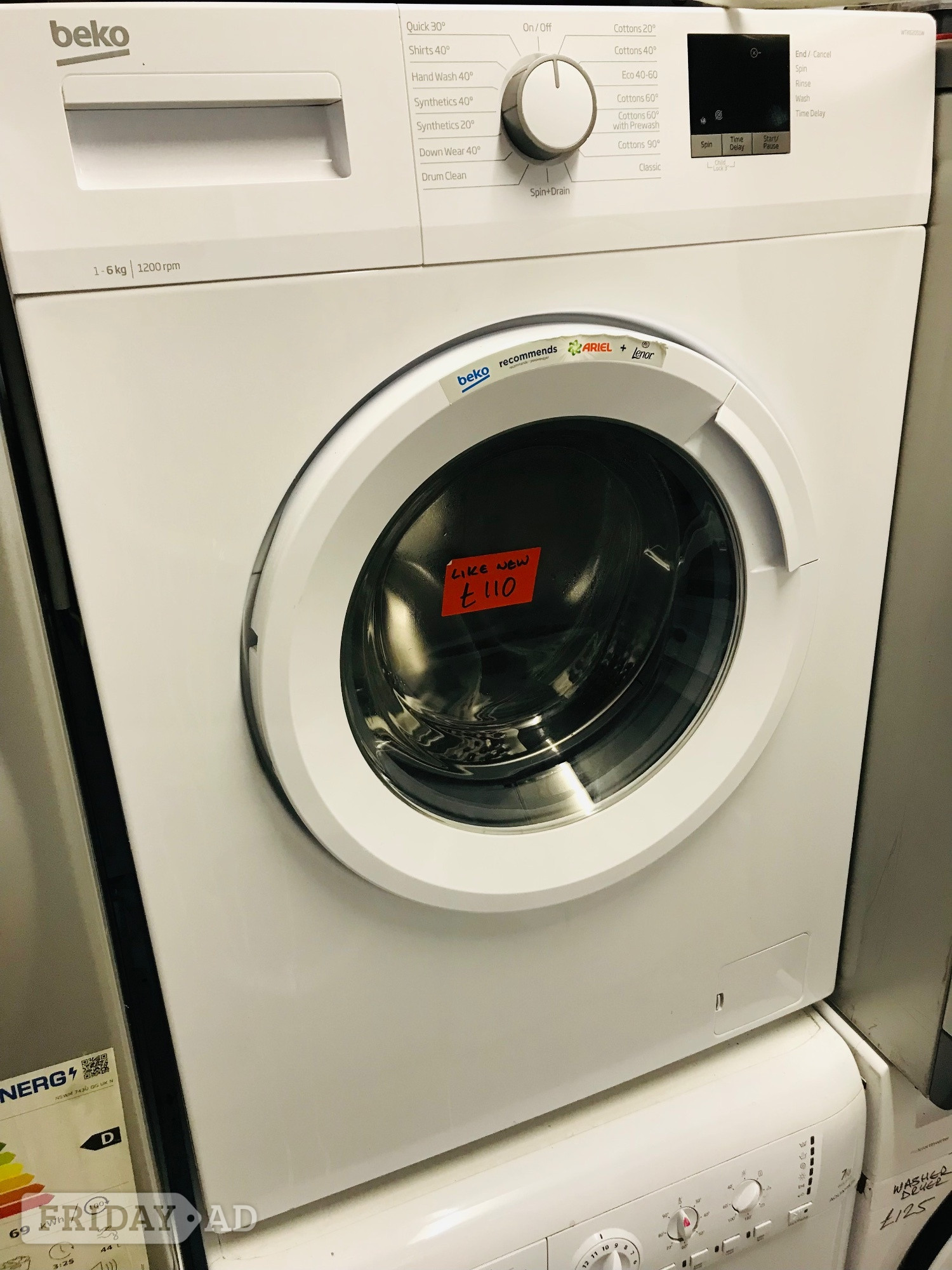 Beko 6KG load 1200 spin speed washing machine like new in Oxford