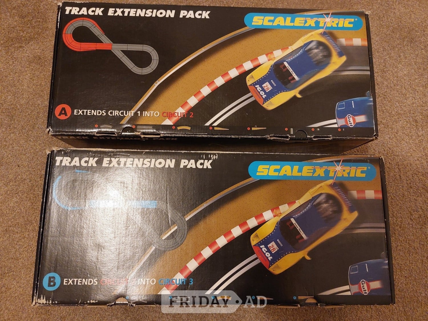 Scalextric 1990's C-653 Grand Prix Set with extension sets A & B.