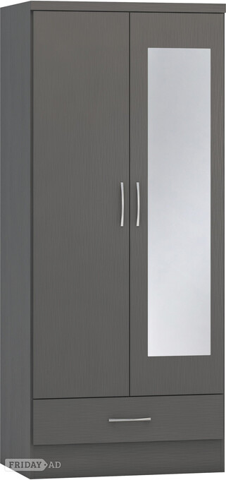 NEVADA 2 DOOR 1 DRAWER WARDROBE AND MIRROR 