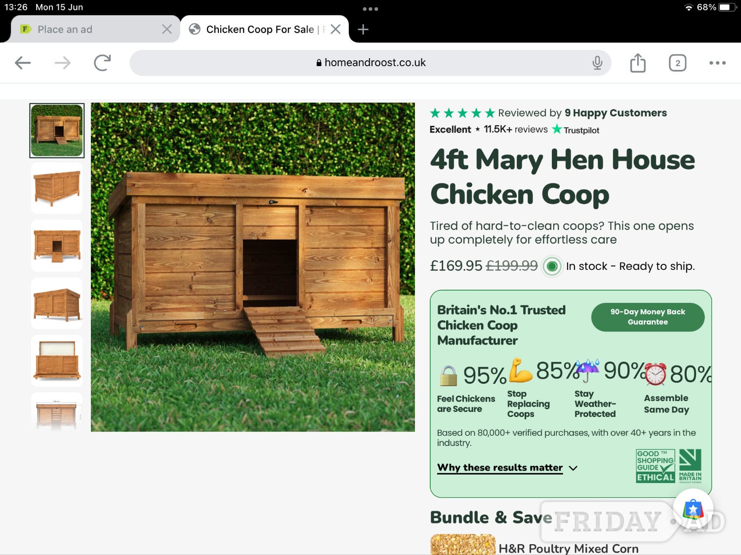 Brand new 4ft Mary Hen House Chicken Coop in Hastings
